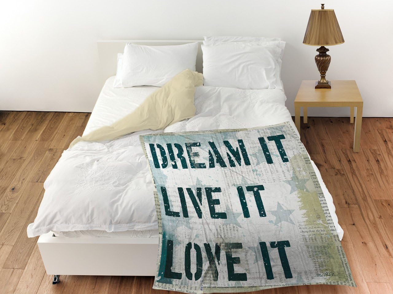 Manual Woodworkers & Weavers Coral Fleece Throw Blanket, 50 by 60-Inch, American Dream It, Live It, Love It