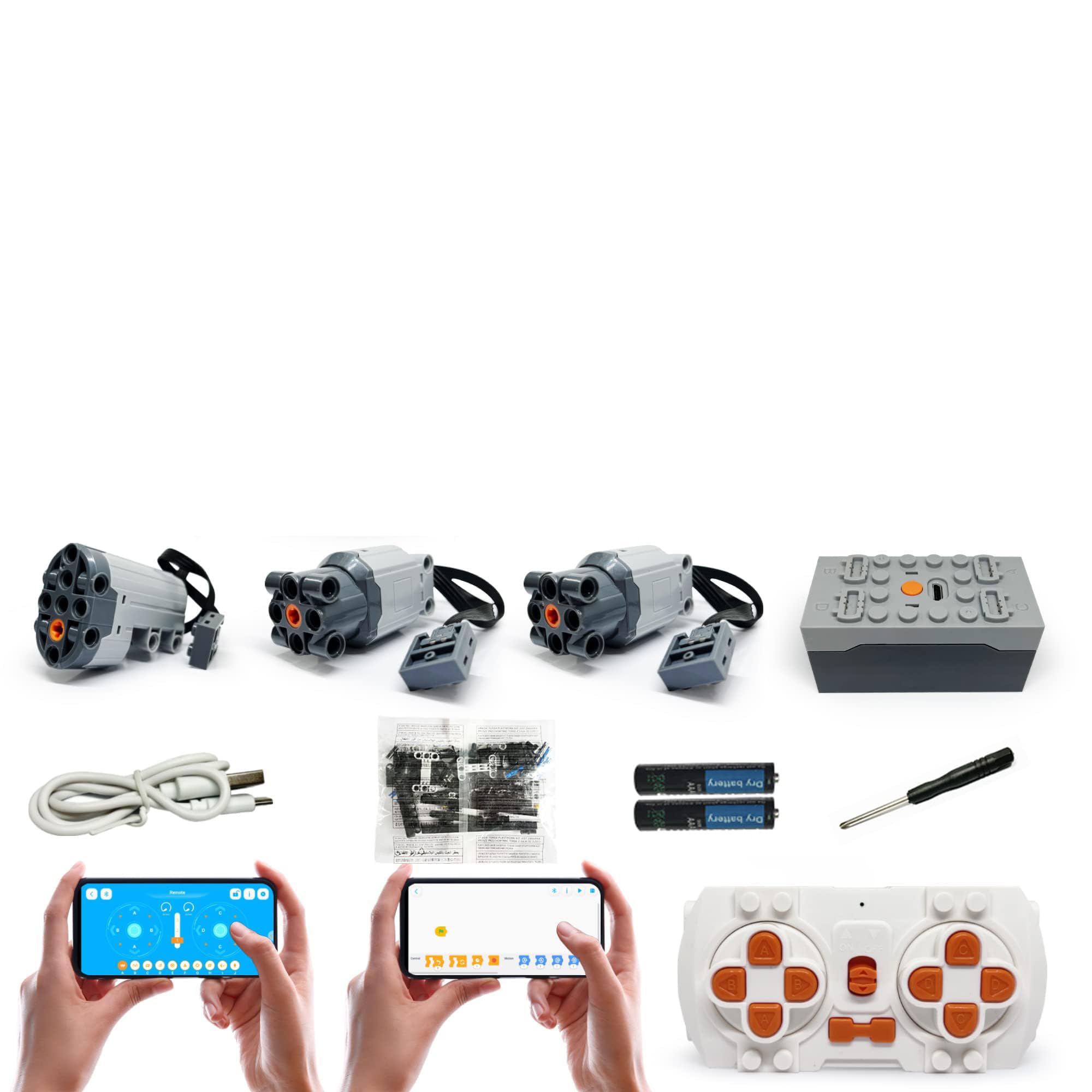 Technic motor set for Lego 42138 Ford Mustang Shelby GT500, 4 modes of app control, upgrade accessories with 3 motors and remote control set (model not included)