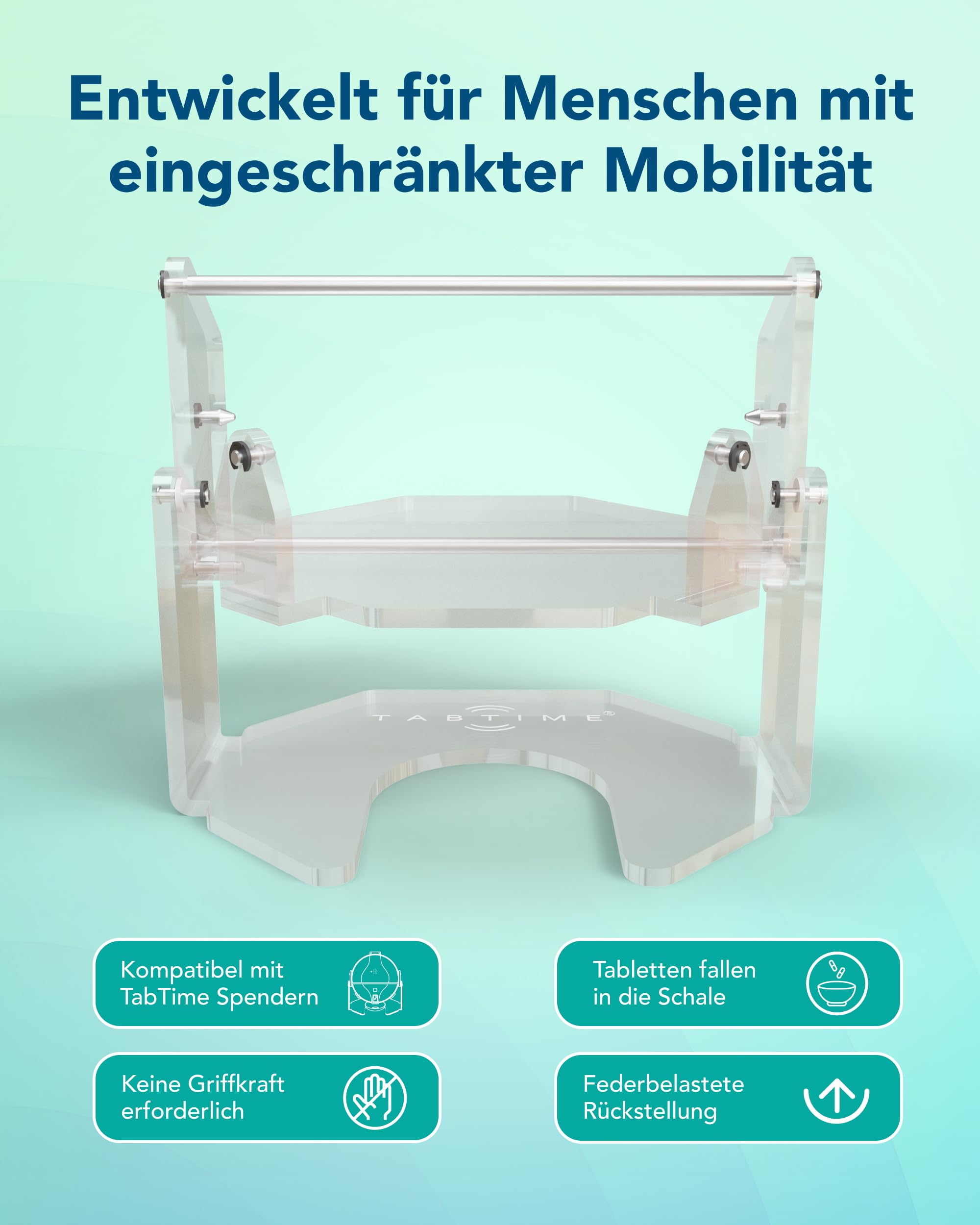 TabTime Kipper für den automatischen Tablettenspender – erleichtert die Dosierung Ihrer Medikamente – Tablettenspender separat erhältlich (Blau)