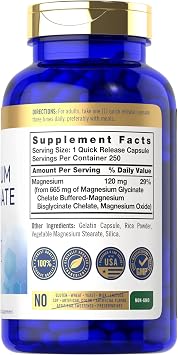 Carlyle Buffered Magnesium Bisglycinate 665 mg | 250 Capsules | Chelated Essential Mineral | Non-GMO and Gluten Free Supplement
