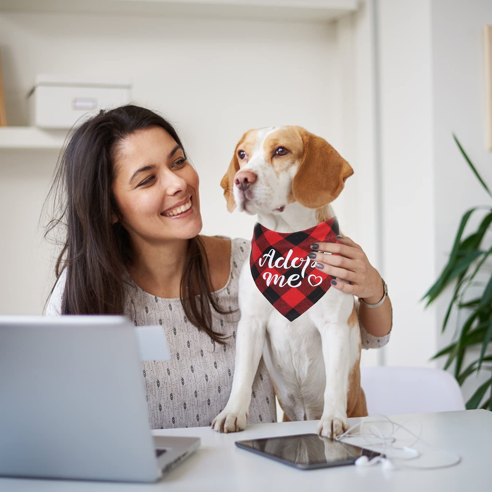 HACRAHO Hondenbandana's, 3 stuks Adopt Me geruite hondenbandana verstelbare slabbetjes sjaal voor kleine, middelgrote honden en katten, M