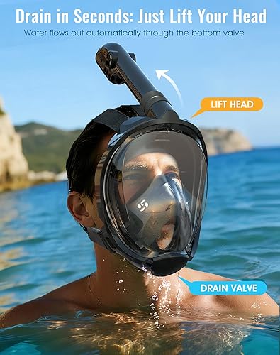 Miniatura 4 de Greatever - Máscara de esnórquel de cara completa G2 con el moderno sistema de parte superior seca, plegable, con visión panorámica de 180 grados,