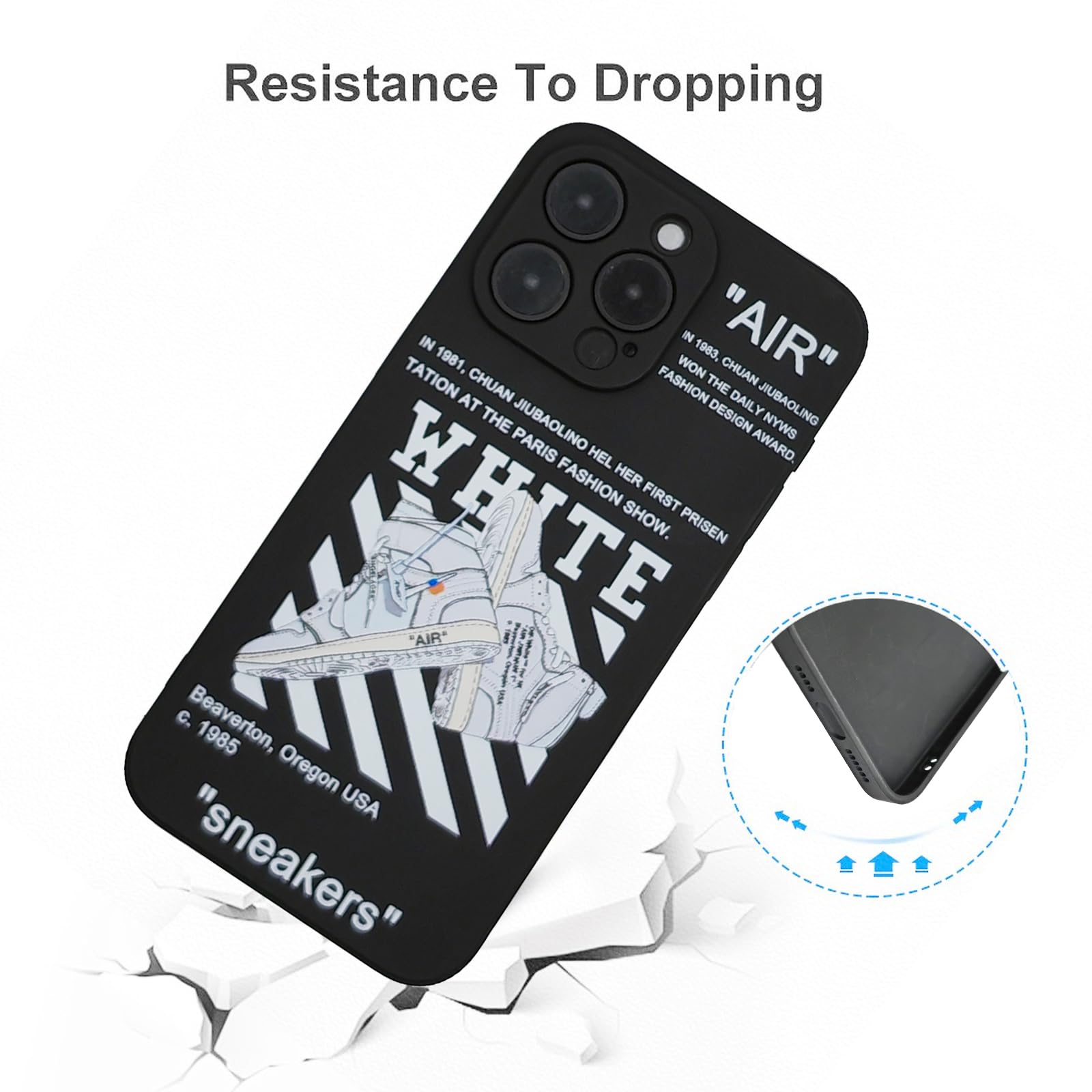 Funda compatible con iPhone 14 Pro Max, diseño de tenis de baloncesto, protección delgada de silicona suave con funda para iPhone 14 Pro Max, funda negra para hombres, mujeres, niños y