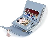 Vista 142 de UTO - Cartera pequeña RFID de piel sintética con dije de hoja, cierre de cremallera y tarjetero.