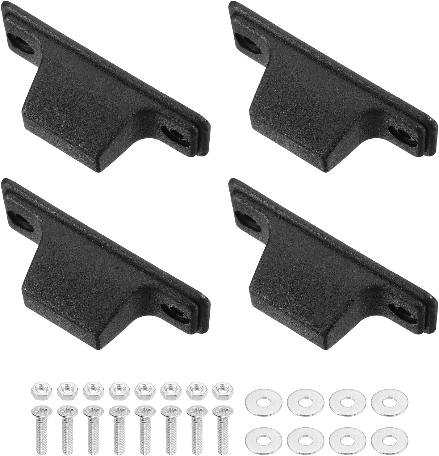 uxcell 4Pcs Luggage Replacement Pads, Plastic Luggage Stand Feet Stud, Suitcase and Travel Gear Bottom Side Accessories with with Screws, Nuts and Washers, Black (86x35x30mm)