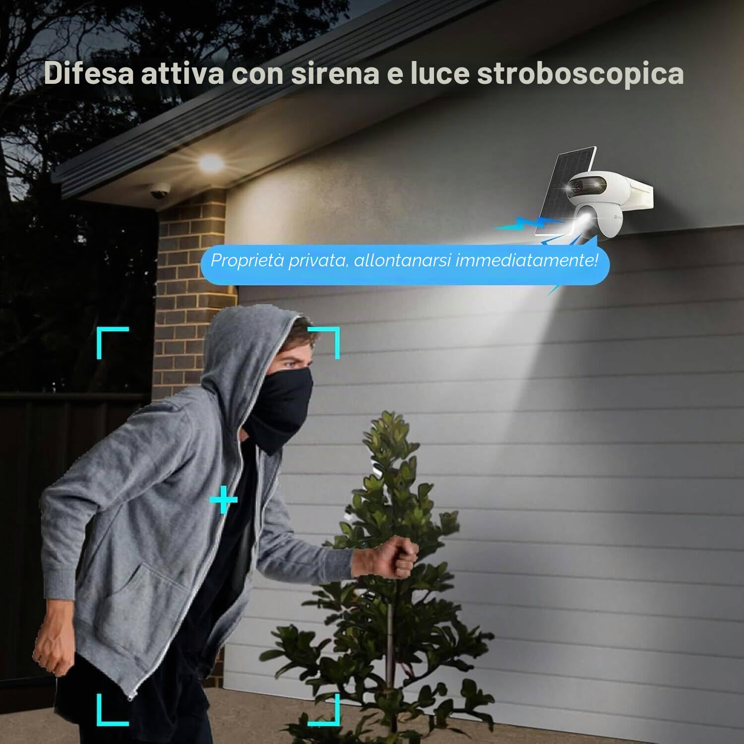 EZVIZ HB90x Smart Outdoor Security Camera, 2K Dual Lens Angolo 360°, 10.400mAh Funzionamento a Batteria, con Pannello Solare, Monitoraggio Continuo Senza WiFi, Visione Notturna a Colori
