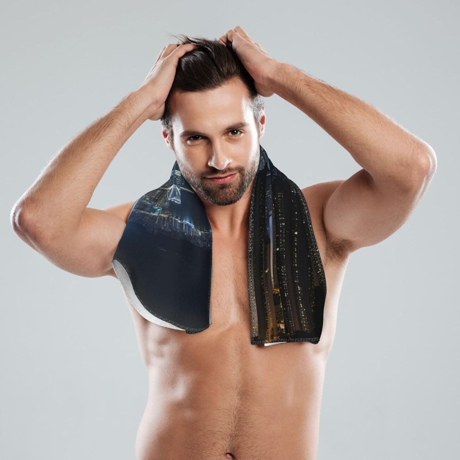 Aerial Night of View Hong Kong Print Hand Towels for Kitchen, Decorative Bathroom Towels Decor Farmhouse Cute for Men Women Gifts