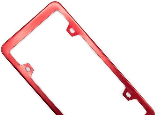 Miniatura 5 de Marcos de placa de acero inoxidable, cubierta para placa de matrícula con seguridad resistente a la corrosión, 4 agujeros con tornillos (rojo