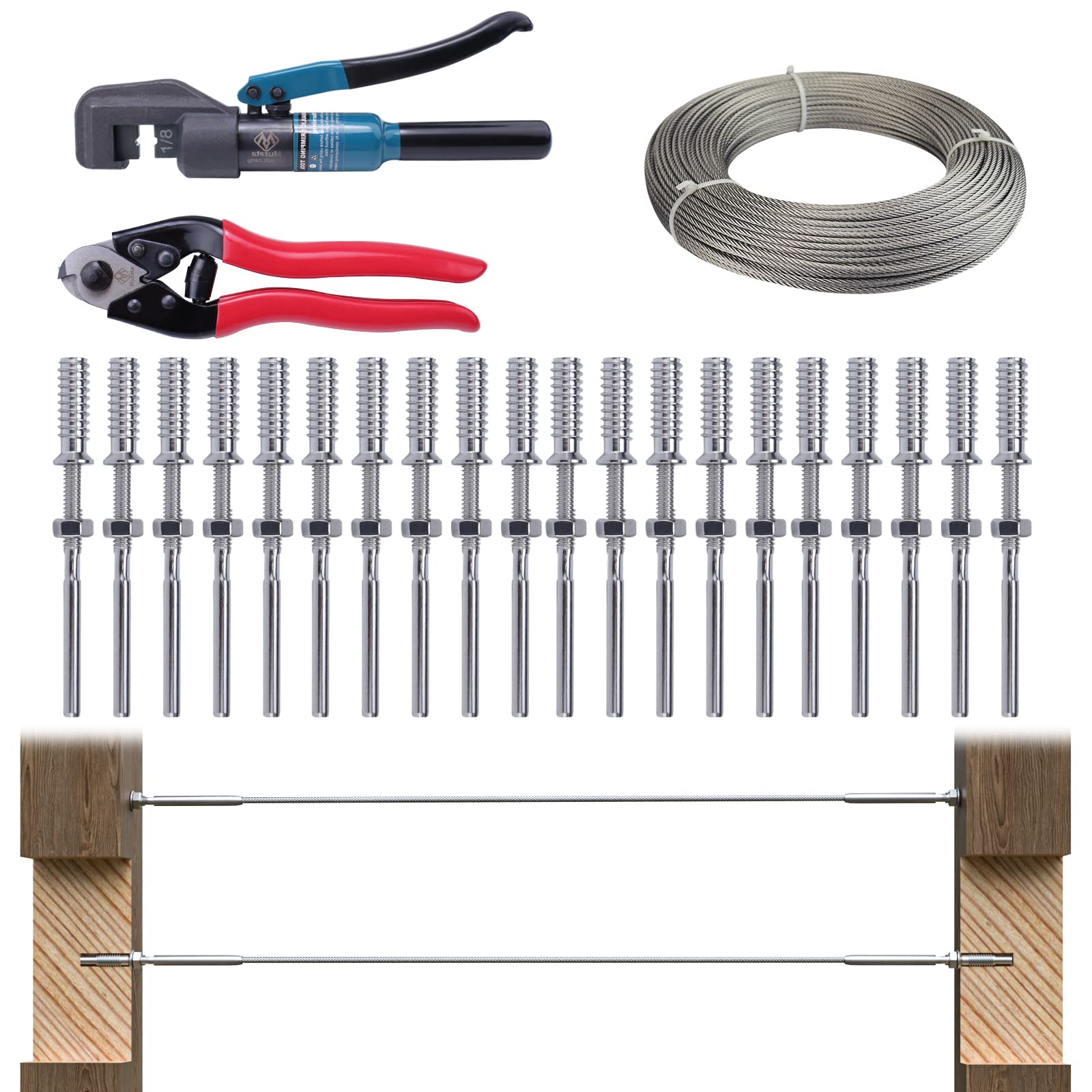 Buy Muzata 10Pair 1/8" Left&Right AntiTwisting Hand Swage Tensioner