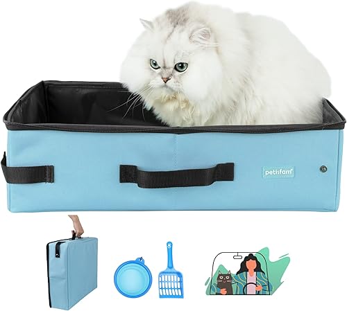 petisfam Caja de arena portátil para gatos medianos y gatitos con tapa con cremallera para mantener la arena y el olor contenidos