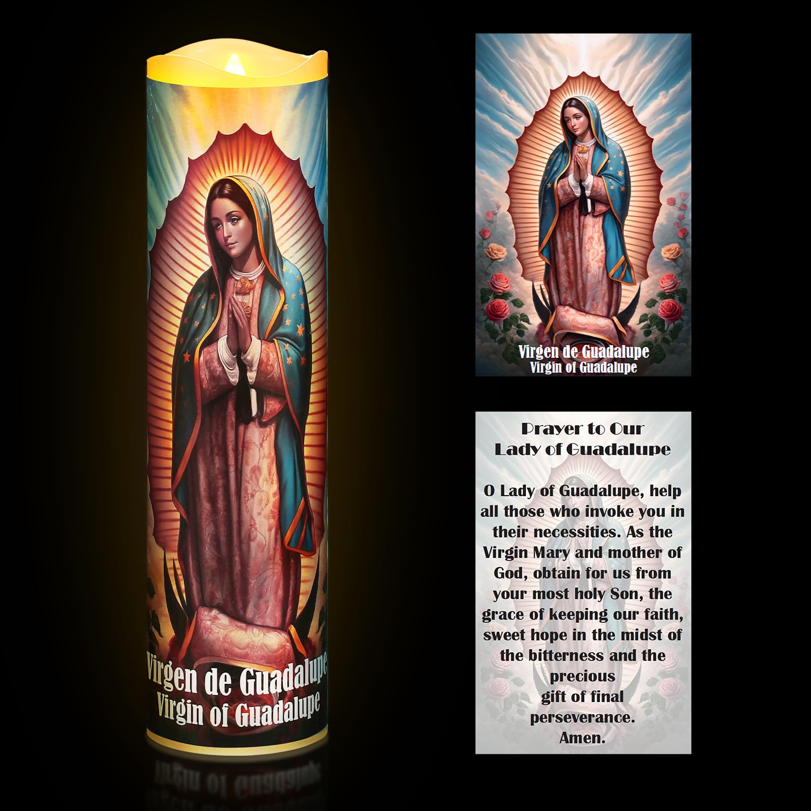 Glooglitter 2 Pcs Catholic Prayer Candle and Card Set 8