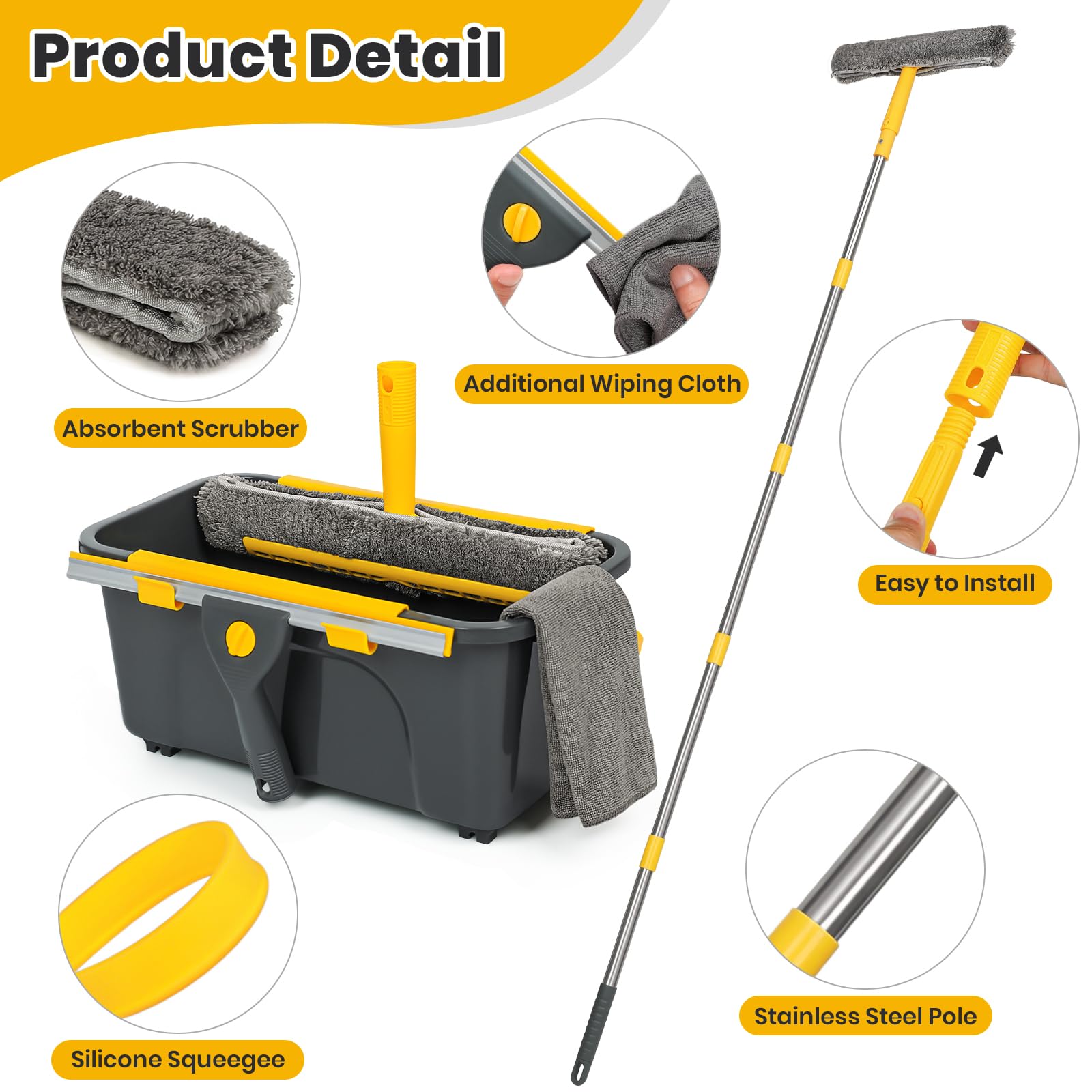 Window Cleaning Kit - Squeegee, Bucket & Scrubber -4 Window Cleaning Kit - Squeegee, Bucket & Scrubber -4