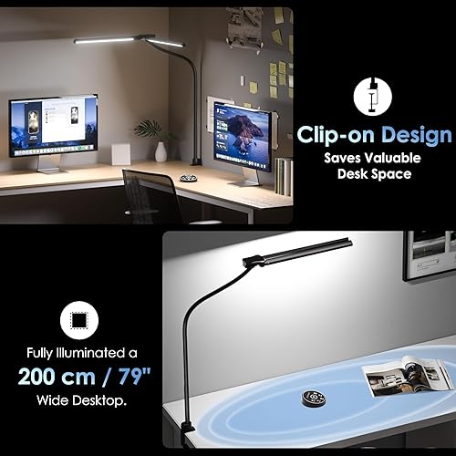 Miniatura 6 de EYOCEAN Lámpara de escritorio, lámpara de escritorio LED de 31.5 pulgadas para oficina en casa, luz de escritorio de control de gestos de 24 W,