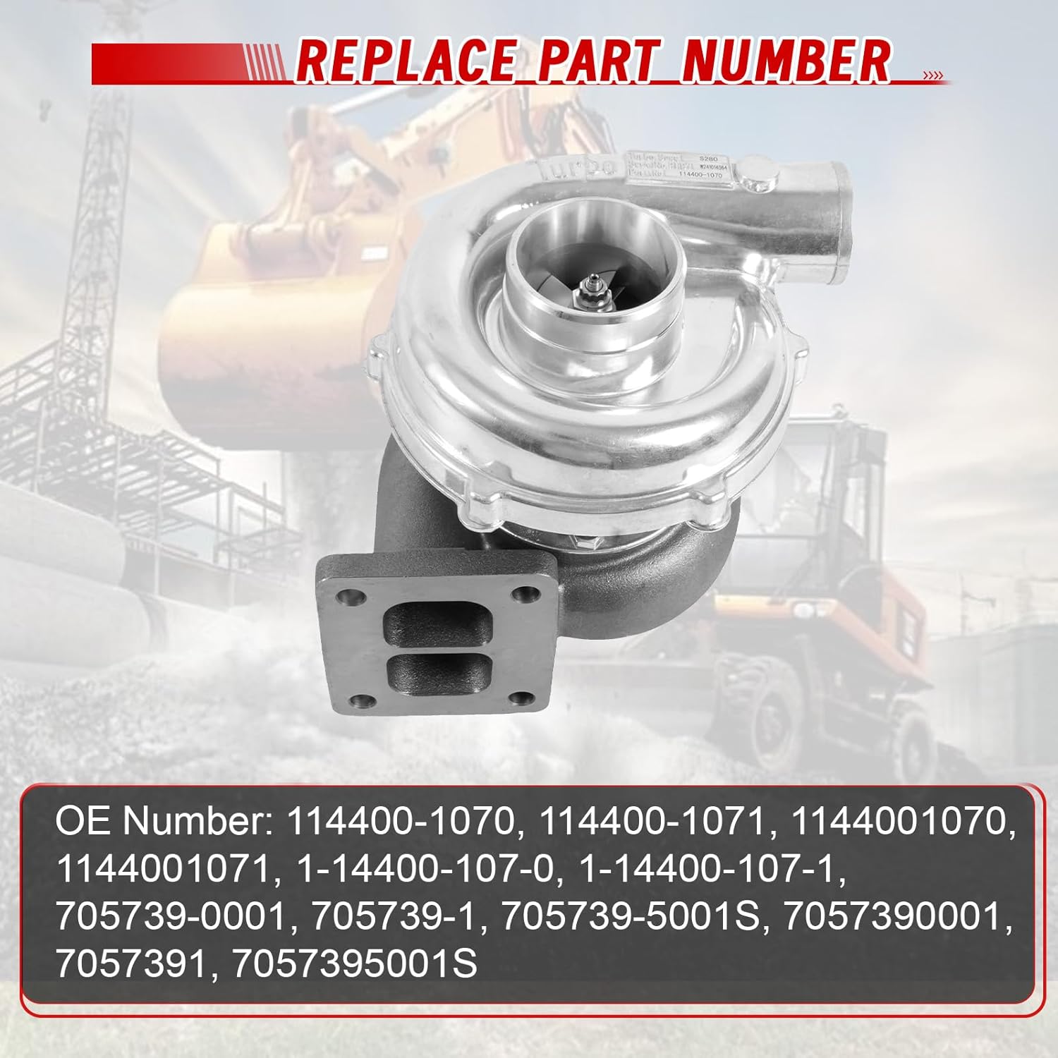 Turbo, 1pc Turbocharger Turbo 114400-1070 705739-5001S Replacement for Isuzu Engine 6SD1T 6BD1T T04B TB4150 for Hitachi UH07-7 UH083 Excavator