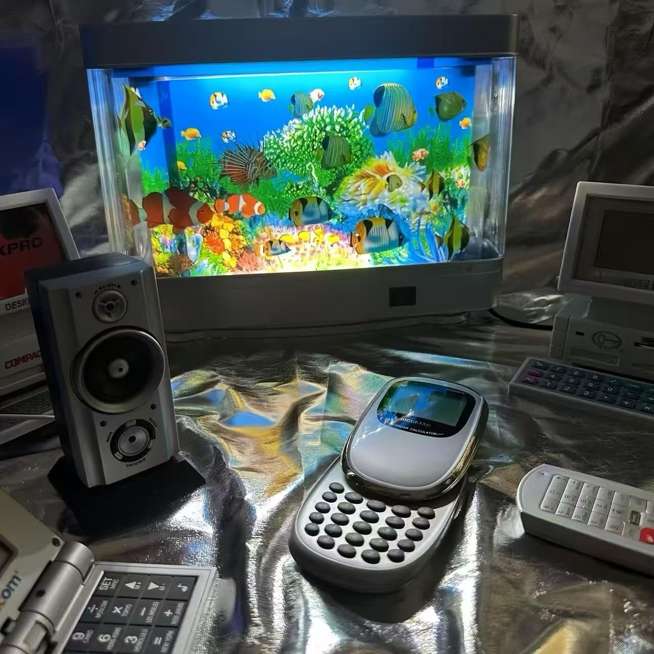 Künstliche Aquarium-Lampe, bewegliches Aquarium-Nachtlicht mit virtuellem Ozean-Effekt, 80er-Jahre-Retro-Design für Erwachsene Entspannung, Frutiger Aero, künstliche Aquarium-dekorative Lampe