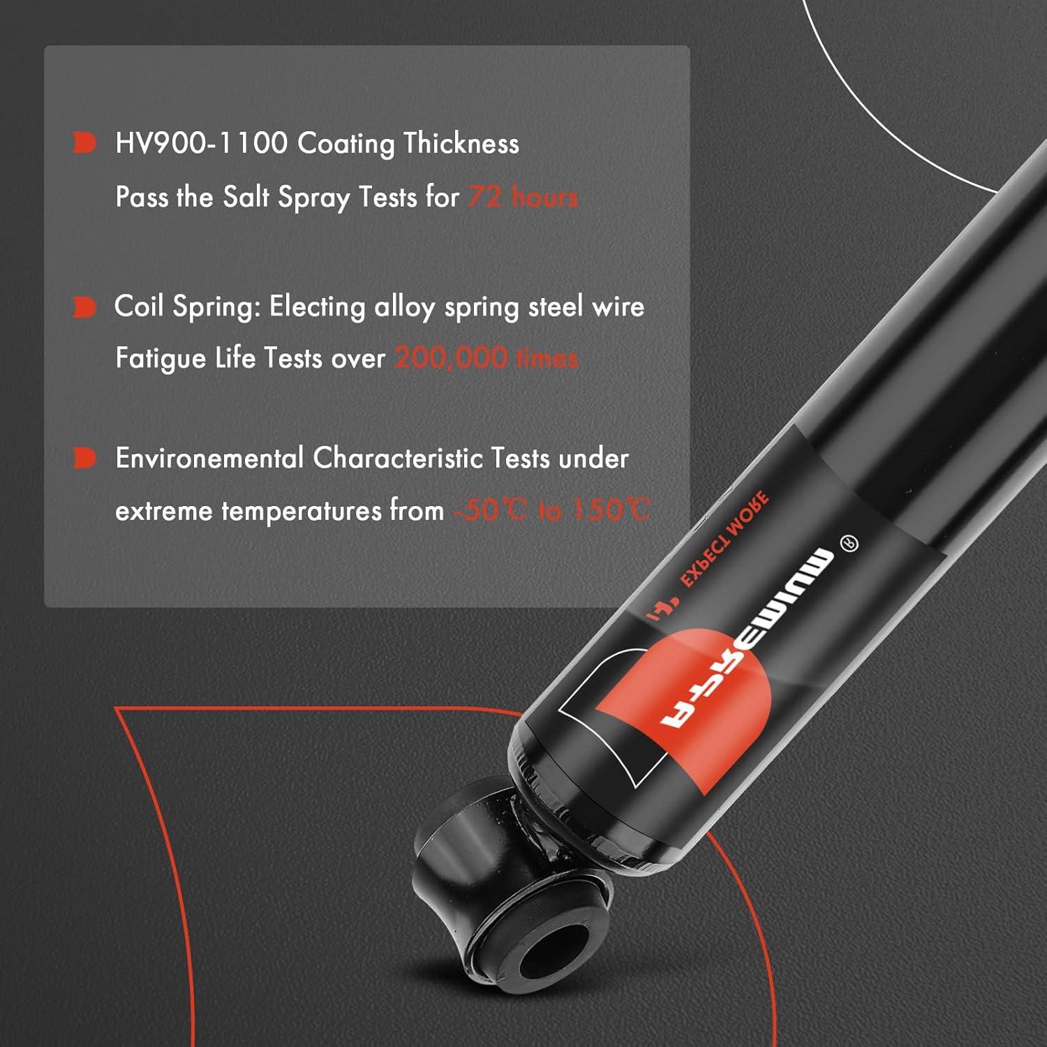 A-Premium 85062 Front Taperleaf Spring Suspension Shock Absorber Compatible with Peterbilt 320, 357, 365, 367, 375, 376, 377, 378, 379