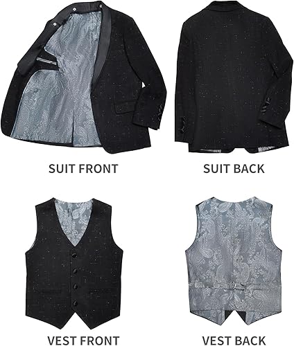 Miniatura 3 de ELPA ELPA Traje de esmoquin para niños, esmoquin floral ajustado para niños, esmoquin formal para graduación, Halloween, fiesta de Navidad