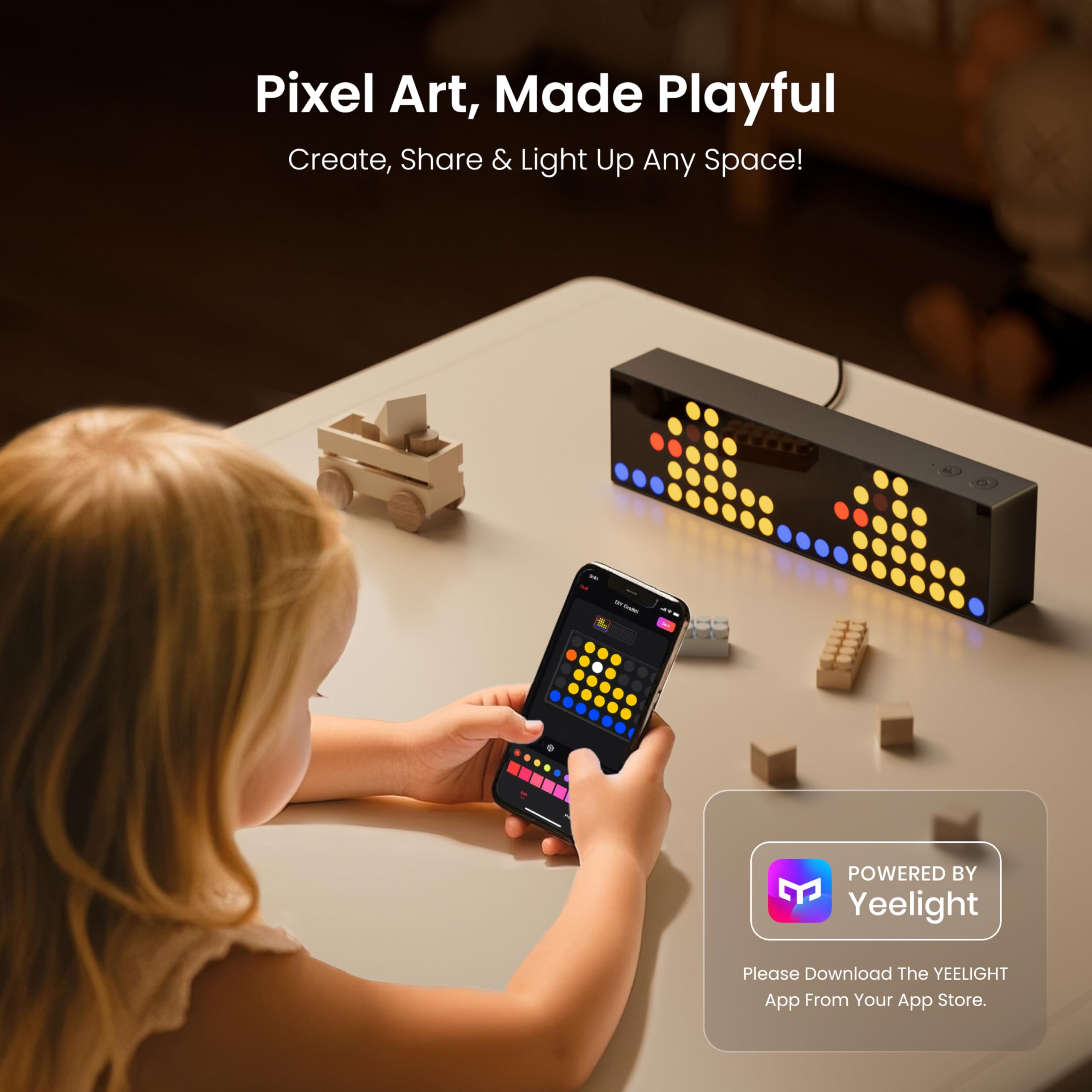 YEELIGHT Smart LED Pixel Display, RGB Gaming Desk Decor with Clock