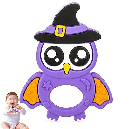 Juguete de dentición de Halloween para bebés de 3 a 12 meses, regalos temáticos de búho lindo de Halloween, juguete de dentición para bebés, curvas