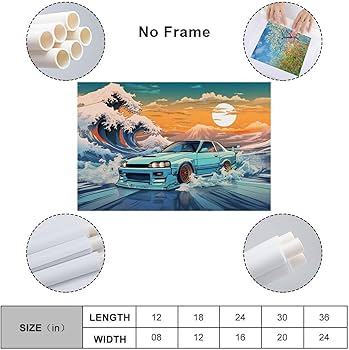 Amazon.com: R33 Great Wave Japanese Car Jdm Ocean Sunset Car