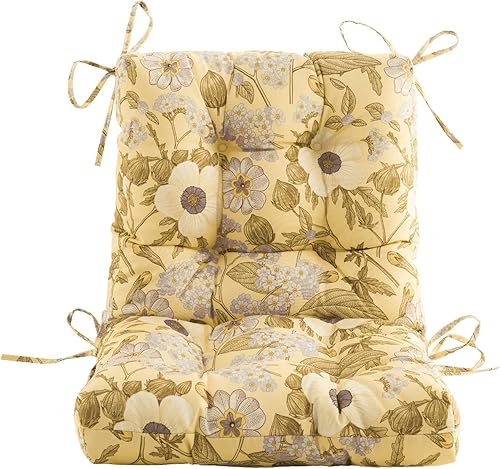 Miniatura 8 de ARTPLAN Cojines para silla de exterior y respaldo bajo, 40 x 20 x 4 pulgadas, cojín de mimbre grueso copetudo para patio exterior con lazos para