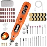 Mini Cordless Rotary Tool Kit - 5-Speed with LED Light, Includes 78 Accessories, 3.7V Type-C Rechargeable, Ideal for Grinding, Polishing, Cutting, Engraving, Drilling, and DIY Crafts (Orange)