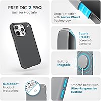 Vista 3 de Speck Funda para iPhone 15 Pro – Diseñada para MagSafe, protección contra caídas, resistente a los arañazos, suave al tacto, funda de teléfono