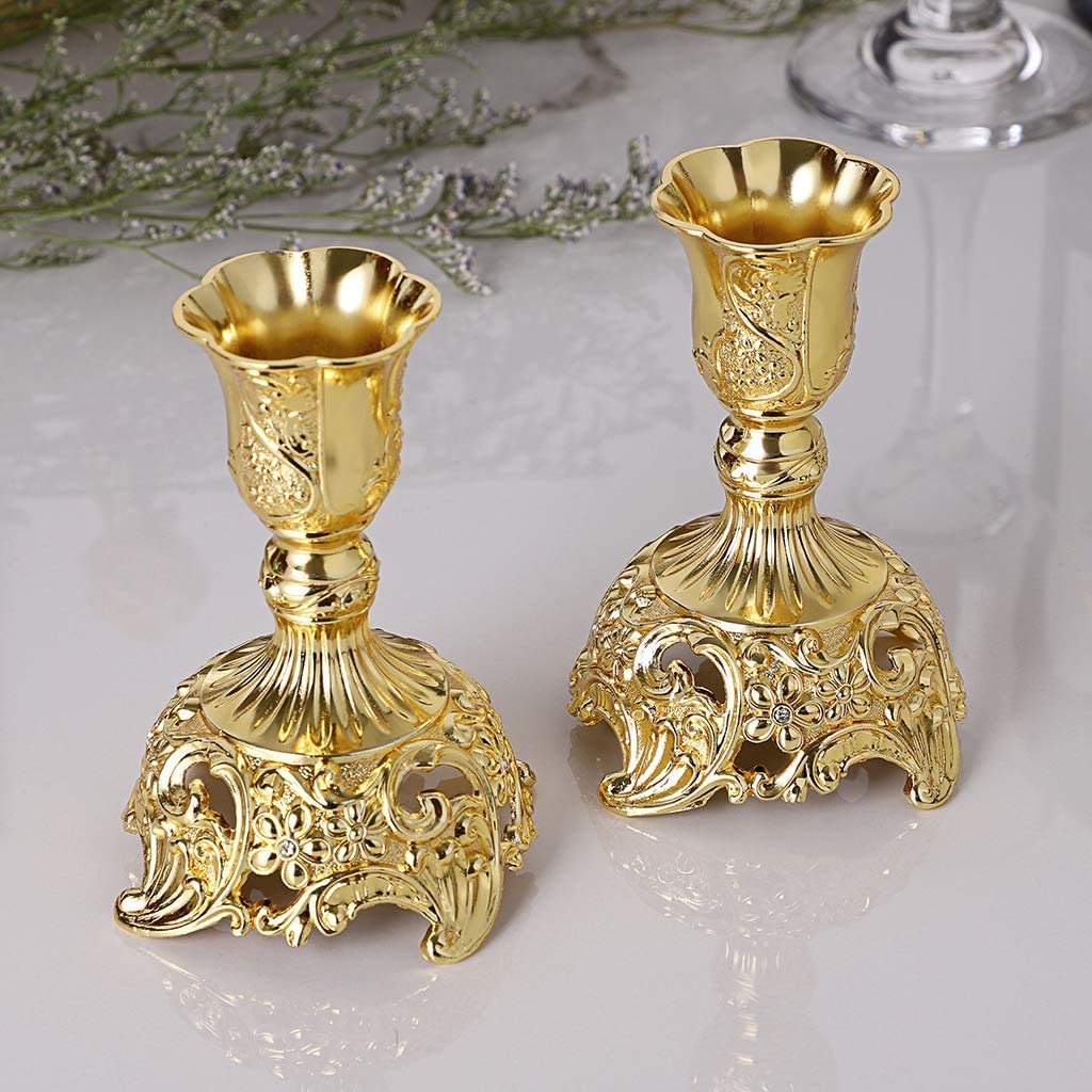 2 Pezzi portacandele Shabbat da 3,9 Pollici portacandele Conici,portacandele ornati per Decorare la casa centrotavola Matrimonio Ufficio - Oro