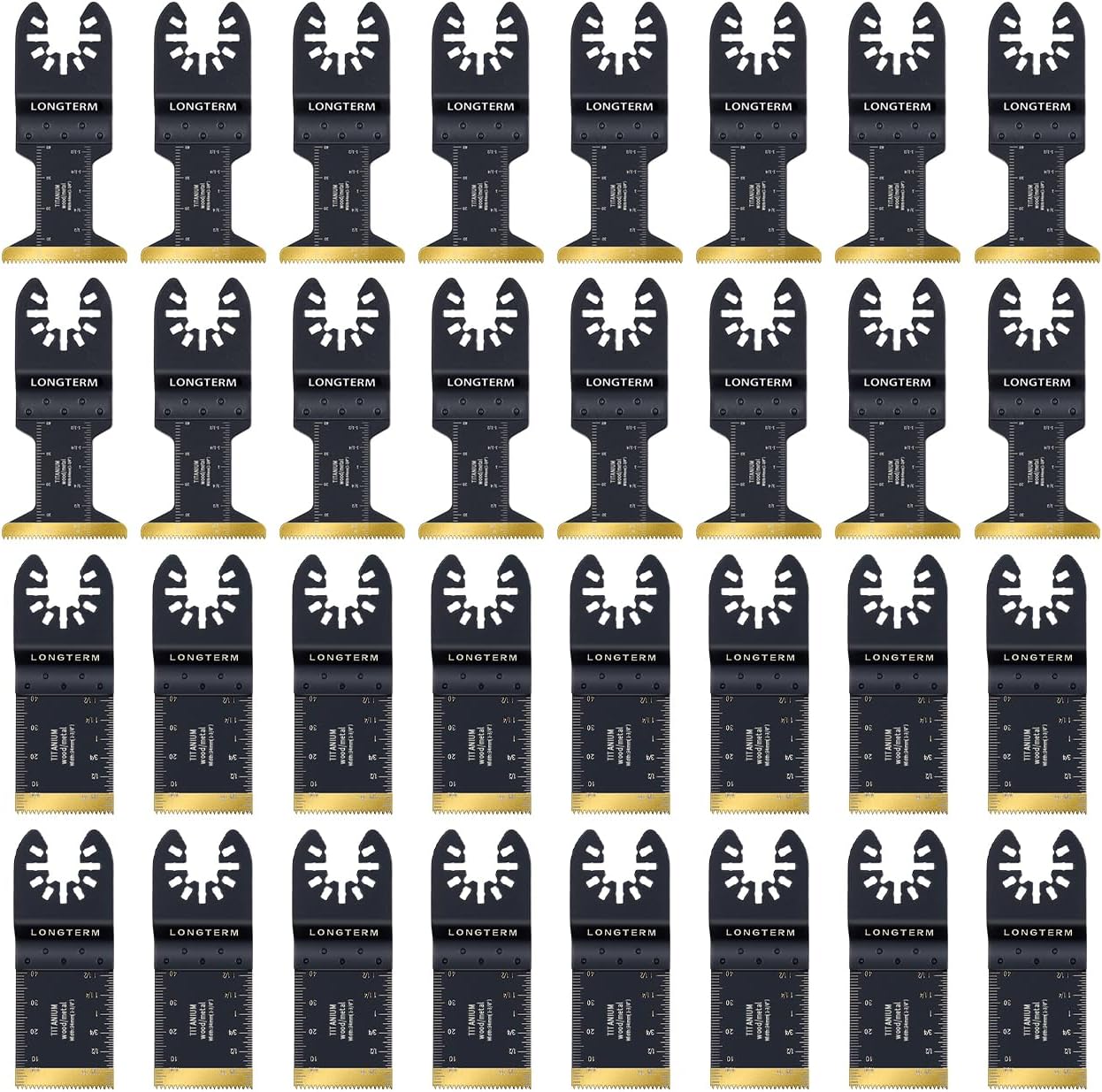 LONGTERM 100-Piece Long-Tooth Oscillating Wood Blades, Quick-Release OIS, for Hardwood/Softwood/MDF/Plywood