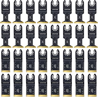 32-Piece Blacj Carbide Oscillating Tool Saw Blades for Cutting Wood/Soft Metal/PVC/Drywal Quick Install Fits DEWALT&MAKITA&Milwaukee Black Decker Porter-Cable and More Oscillating Tools