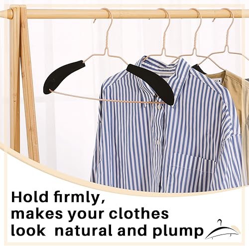 Miniatura 4 de Qunclay 24 ganchos de terciopelo para moldear los hombros, almohadillas negras flocado y protectores de hombro de plástico para perchas de