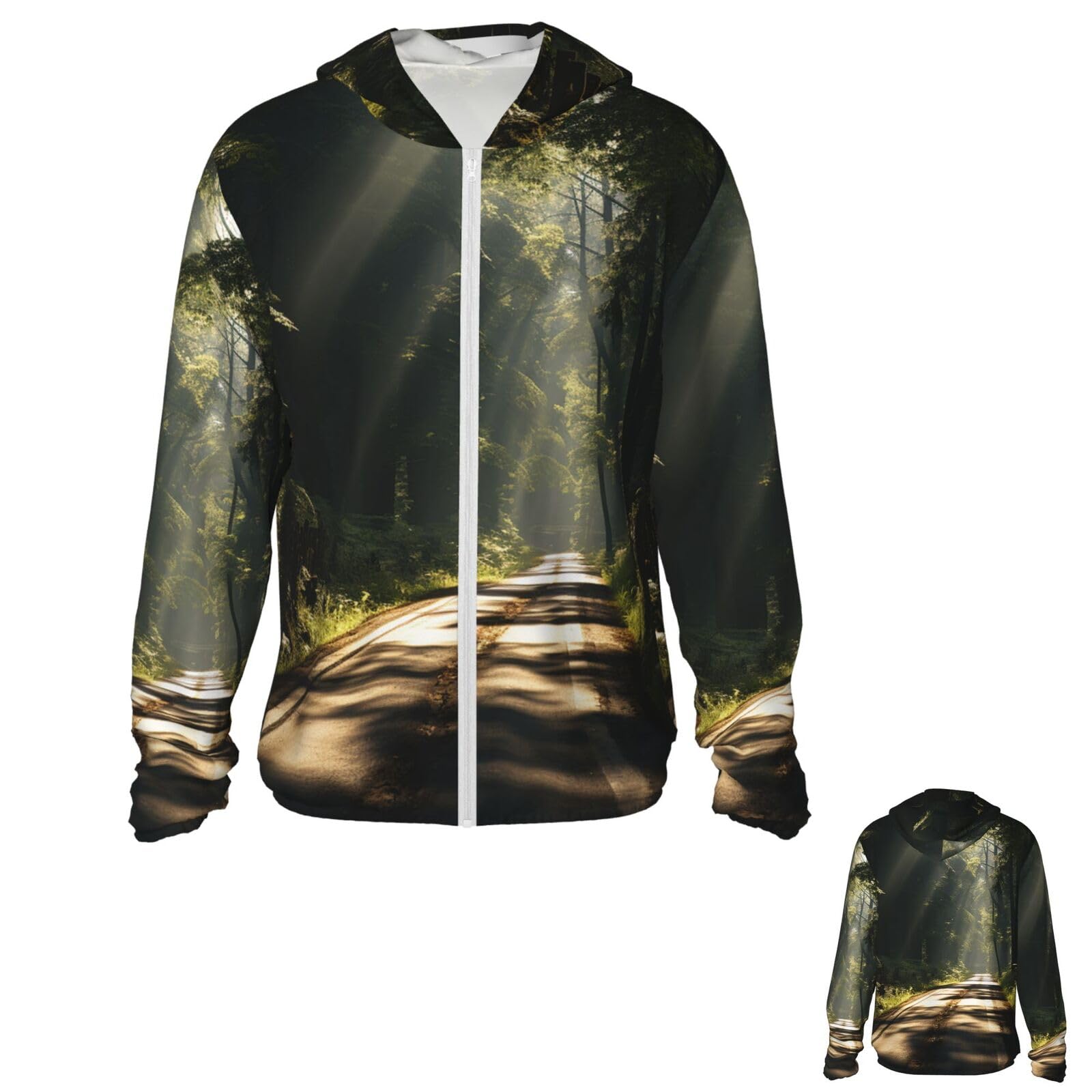 NONHAI Men's Sun Protection Jacket UPF 50+ Full Zipper Long Sleeve UV Hoodie Shirt Road Road Women's Outdoor Jacket Black