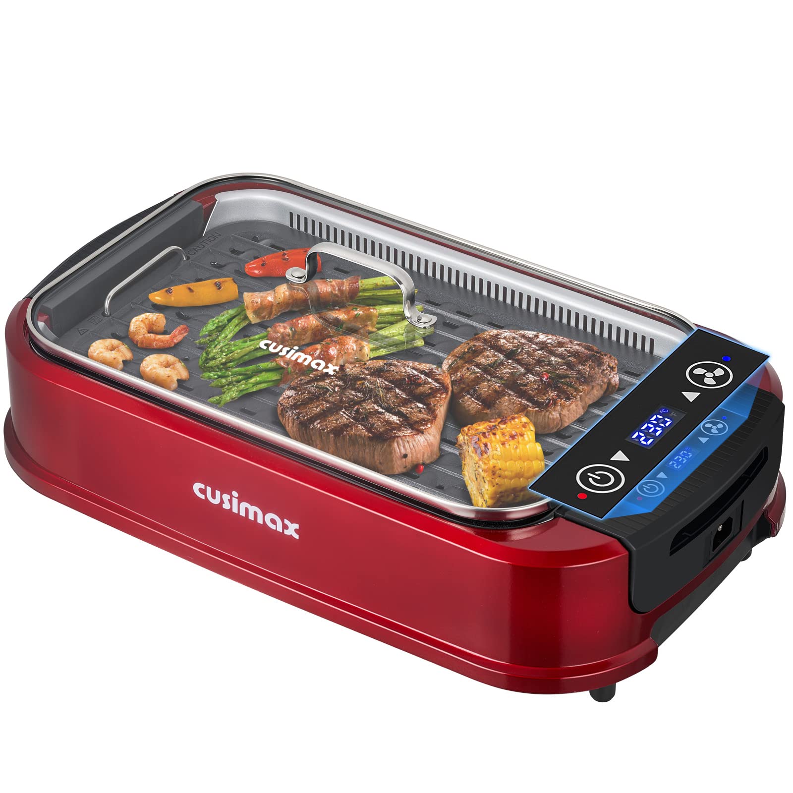 CUSIMAX Electric Grill with Large LED Display, 1500W Indoor Smokeless