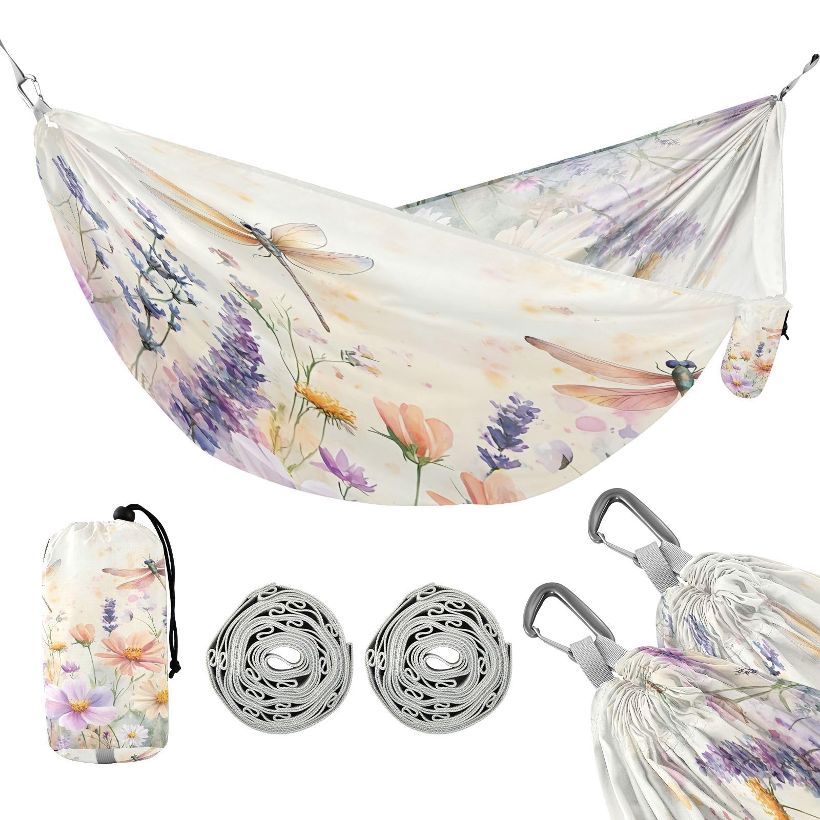 ATTX Wildflowers Camping Hammock - Lightweight & Portable Hammocks, Heavy Duty 330lbs Capacity for Indoor, Hiking, Backpacking, Travel, Backyard, Beach#97