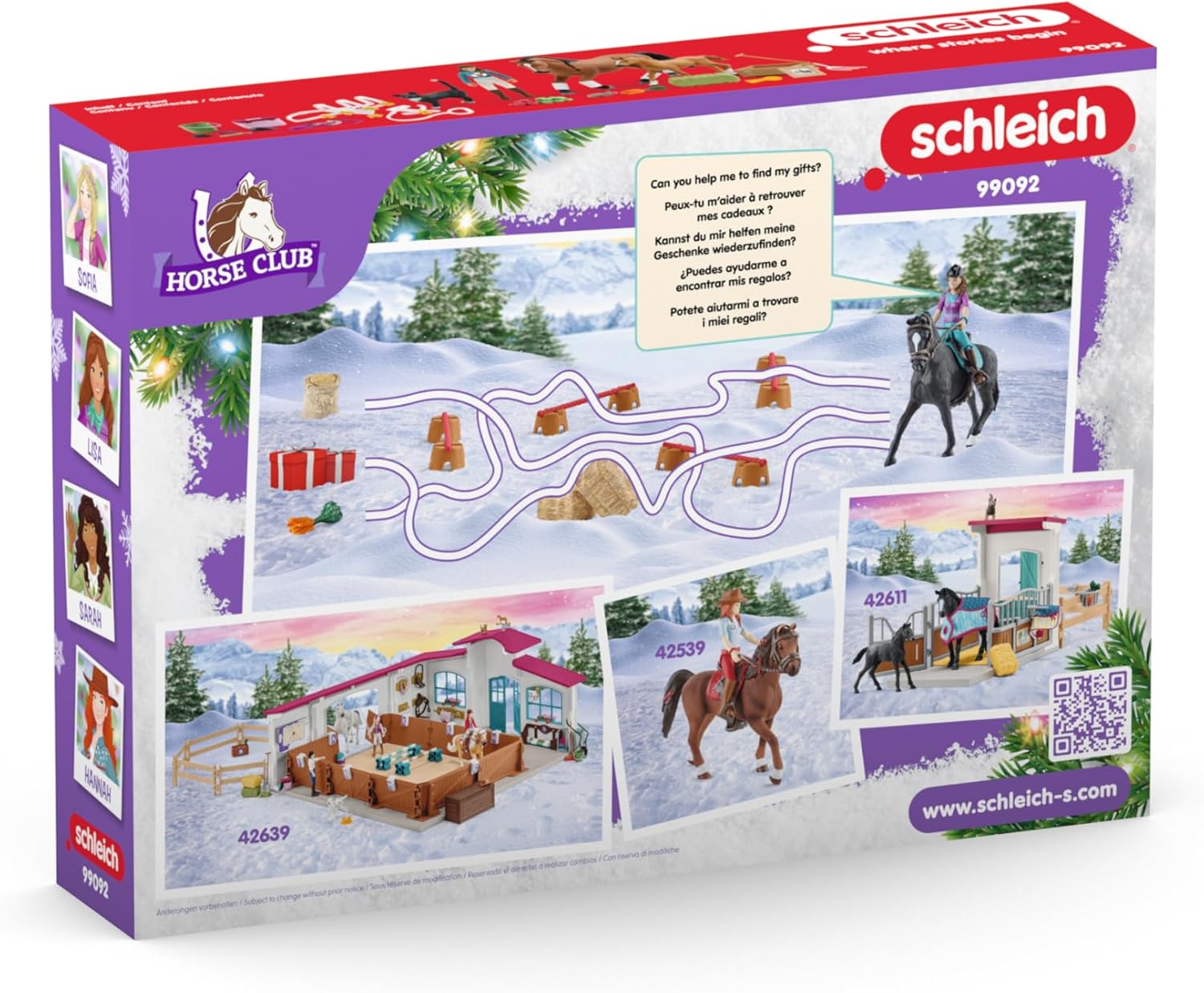 Schleich Horse Club - Horse Club Advent Calendar: Sofia's Winter Surprise - 36 Toys Including Poseable Figurine, Horses and Accessories - Holiday Event Calendar for Christmas - Kids Ages 5+ | 99012