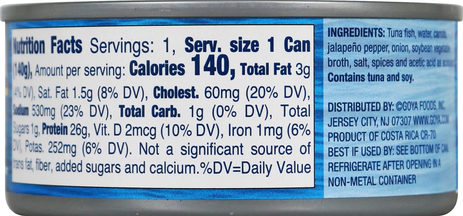 Goya Foods Chunk Light Tuna with Jalapeño, Wild Caught, 4.94 Ounce (Pack of 24)