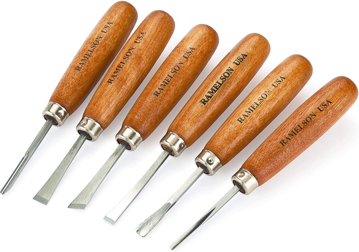 24pc Woodcarving Tools w/25 Pocket Canvas Tool Roll RAMELSON USA