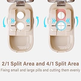 DUBSTAR Pill Cutter Splitter for Cutting Multiple Pills, 1/2 1/4 Pill Cutter Splitter for Small and Tiny Pills (Clear Beige)