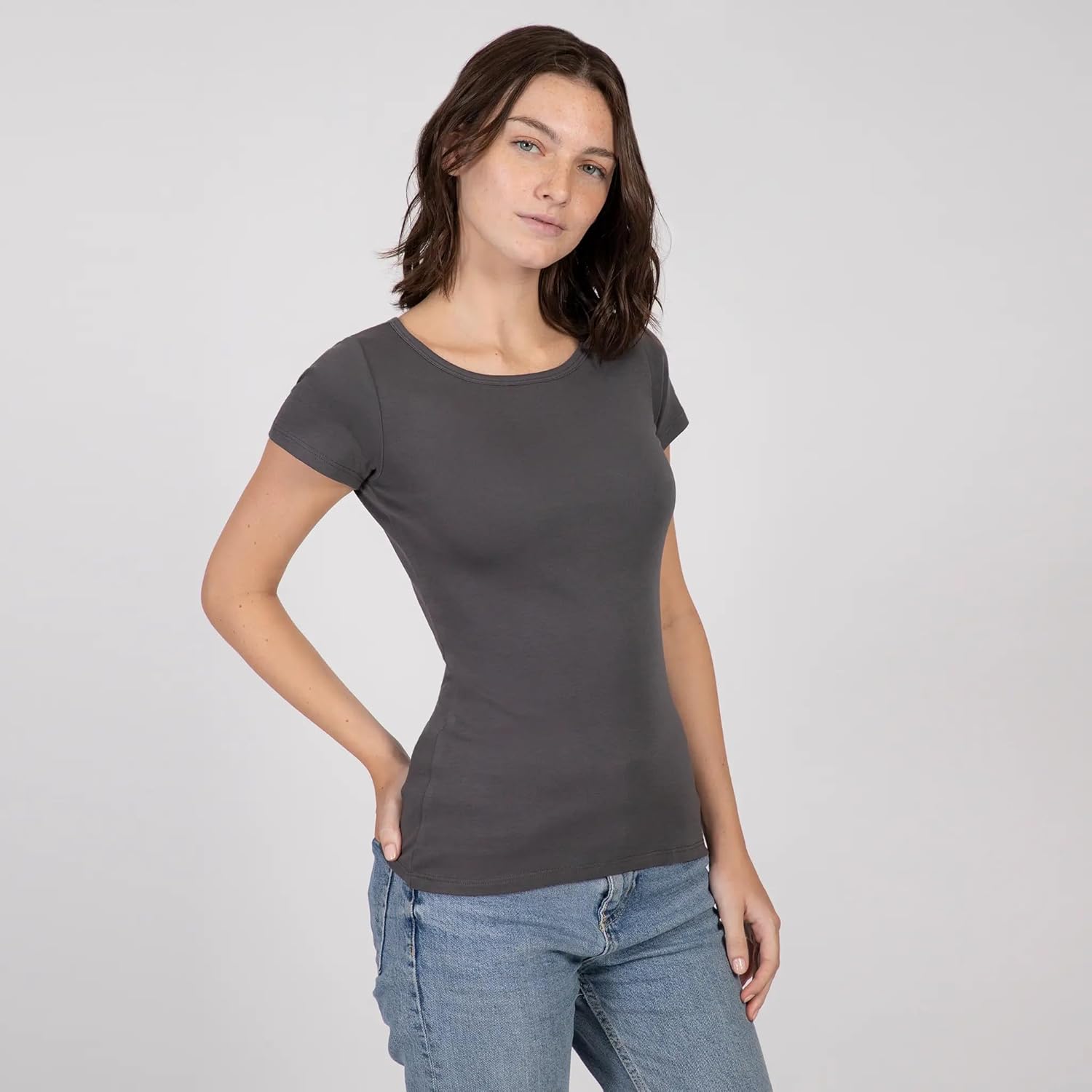 ayaecofashion AYA | Women's Organic Pima Cotton T-Shirt | Natural Gray M - Image 2