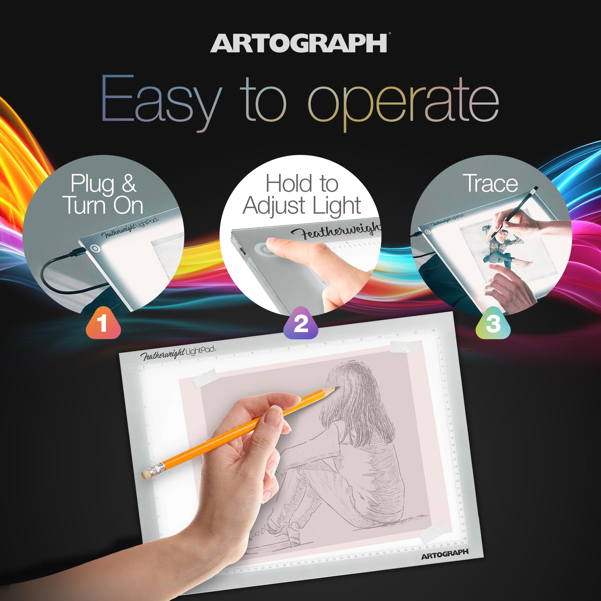 Artograph Federleichtes Lightpad, 30,5 x 43,2 cm, ultradünn, dimmbar und leicht zum Zeichnen, Nachzeichnen von Illustrationen, Animation, 25832