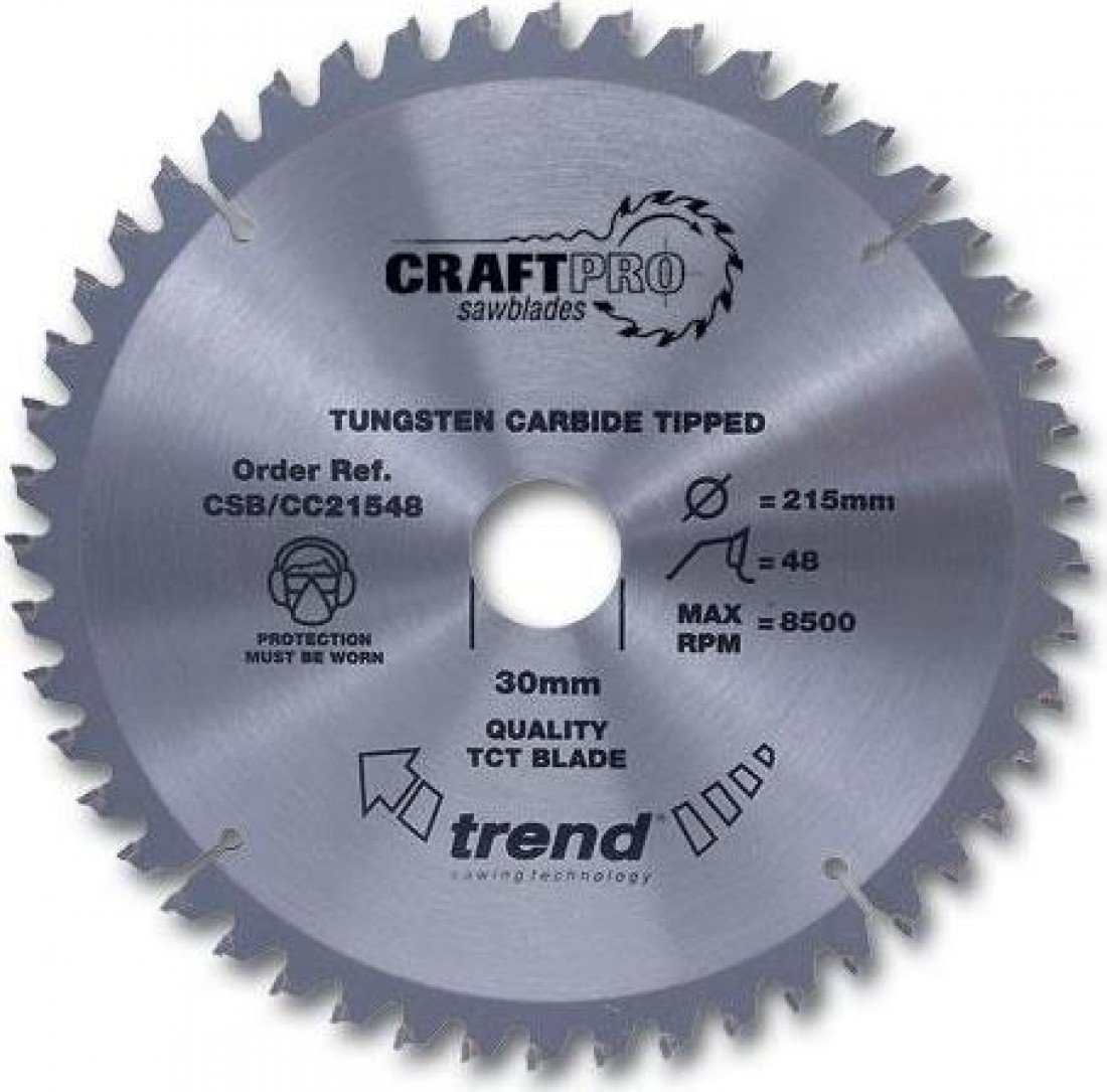 Trend CSB/CC19024 Craft Pro Negative Hook Crosscutting TCT Circular Saw Blade, 190mm x 24 Teeth x 30 Bore, Tungsten Carbide Tipped