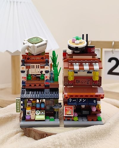 Vista 6 de Japanese Street View Ramen Shop Building Blocks, Mini Bricks Store Architecture Sets, Creative City Construction Model for Adults, Idea Gifts for