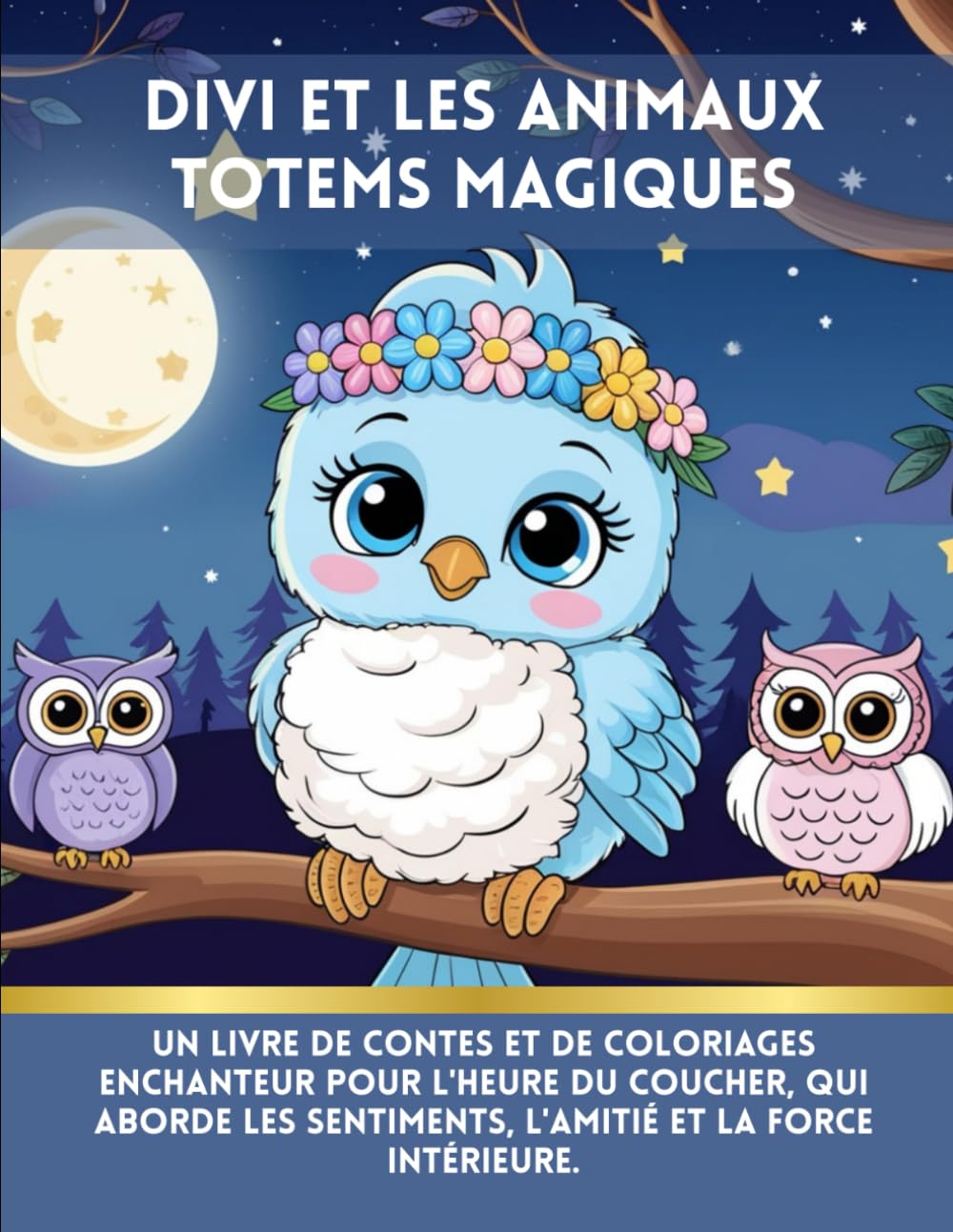 Divi et les animaux totems magiques-Translated French Version: Un livre de contes et de coloriages enchanteur pour l'heure du coucher, qui aborde les sentiments, l'amitié et la force intérieure.