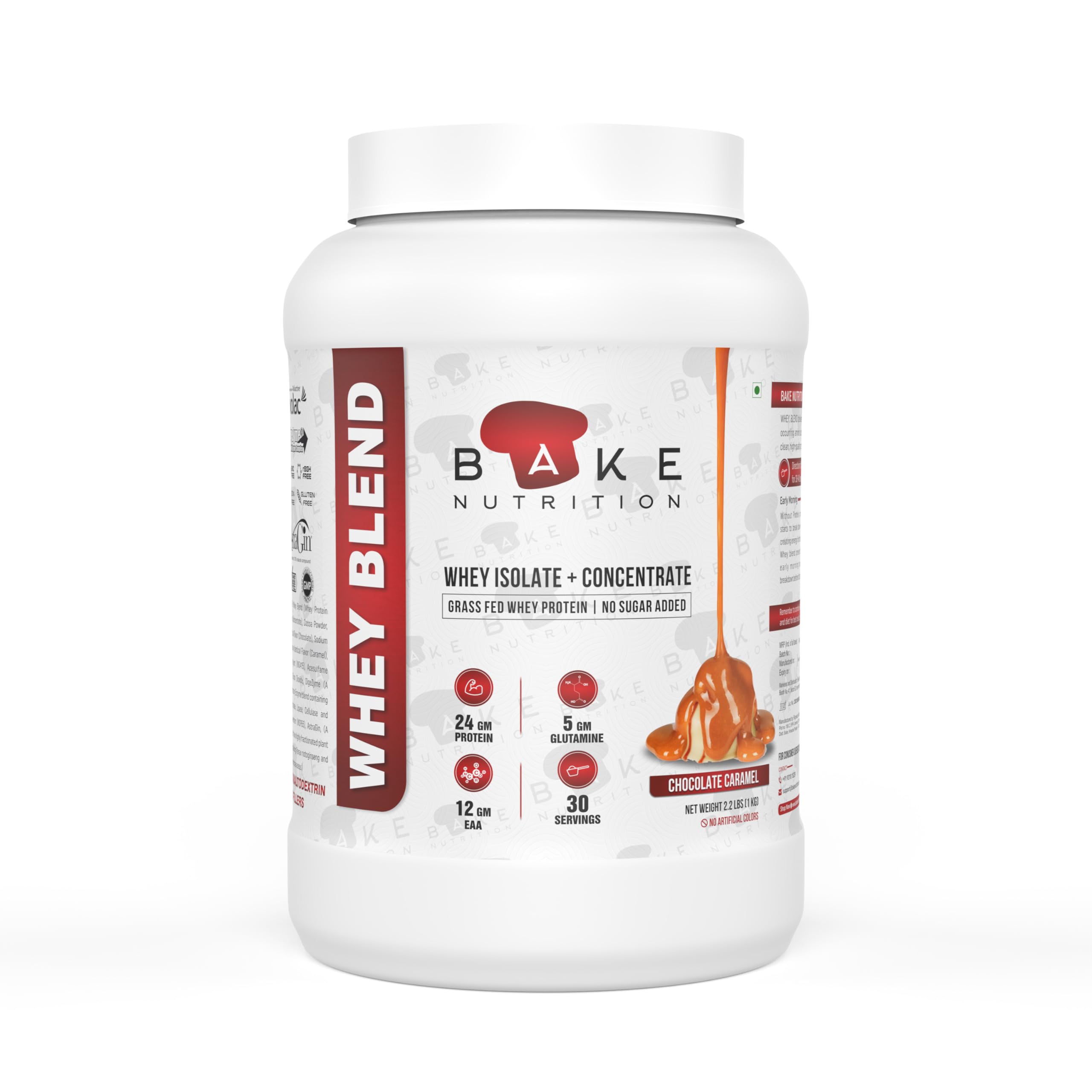 Bake Nutrition Whey Blend Protein Powder (Whey Isolate +Concentrate +Grass Fed Whey Protein) (Chocolate Caramel, 2Lbs/907G) 27 Servings (B0CVKQXBF8) Amazon Price History, Amazon Price Tracker