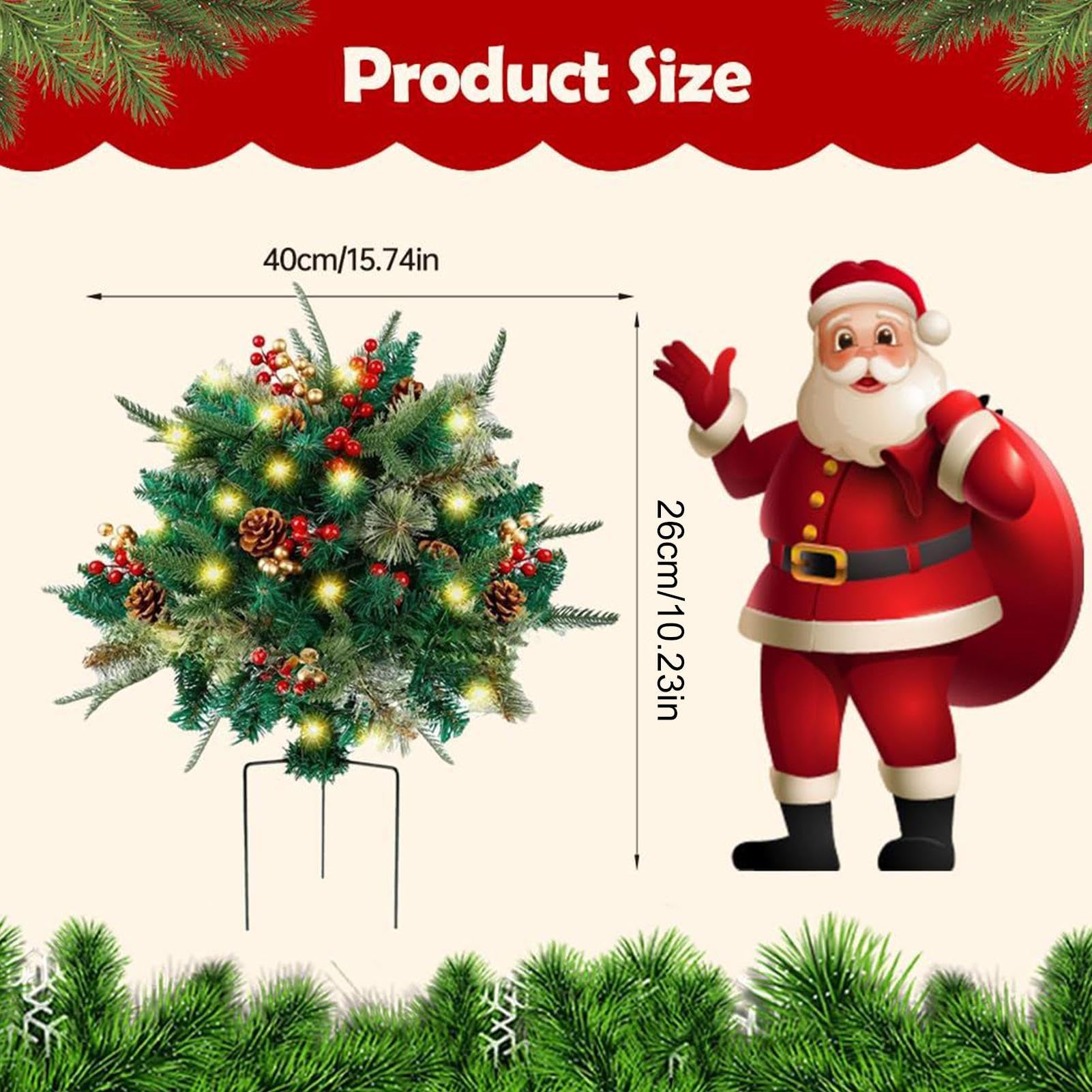 Relleno para Urna De Navidad Decoración Estacional Artificial Iluminada | Relleno Festivo Para Macetas Para Propietarios Y Decoradores Del Hogar Porche Entrada Umbral Patio Jardín Interior