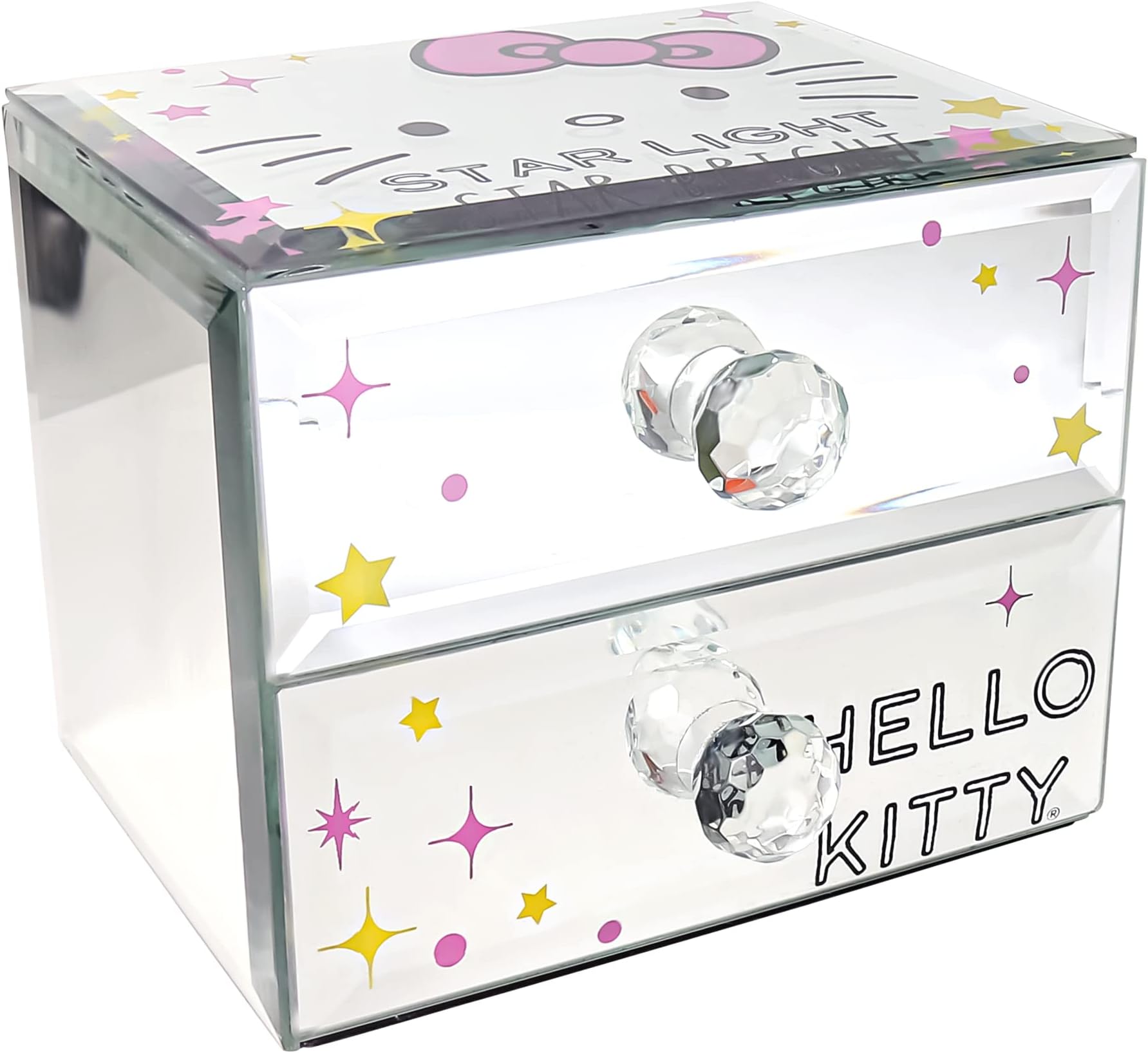 Jacmel Sanrio Hello Kitty Star Light Star Bright Mirror Glass Jewelry Box - Hello Kitty Jewelry Organizer Officially Licensed
