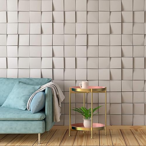 Miniatura 12 de Mesa auxiliar redonda, bandeja de metal dorado de 2 niveles, mesa auxiliar de metal para sofá, sala de estar, mesa de té, espacios pequeños