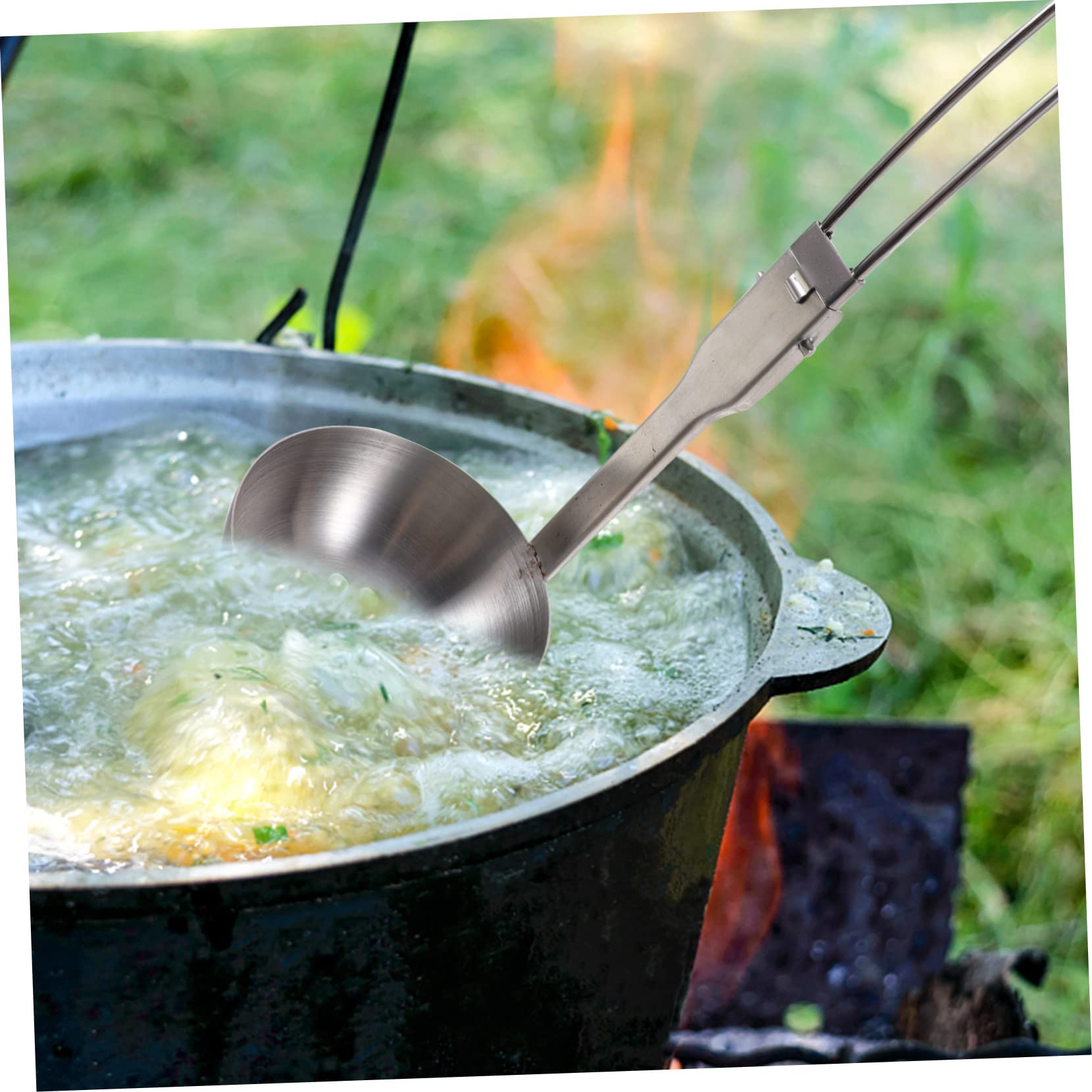 CORHAD 2pcs Portable Stainless Steel Folding Spoon Outdoor Skimmer Slotted Spoon for Camping Picnics Family Gatherings Easy to Clean Compact Utensils for Daily Use