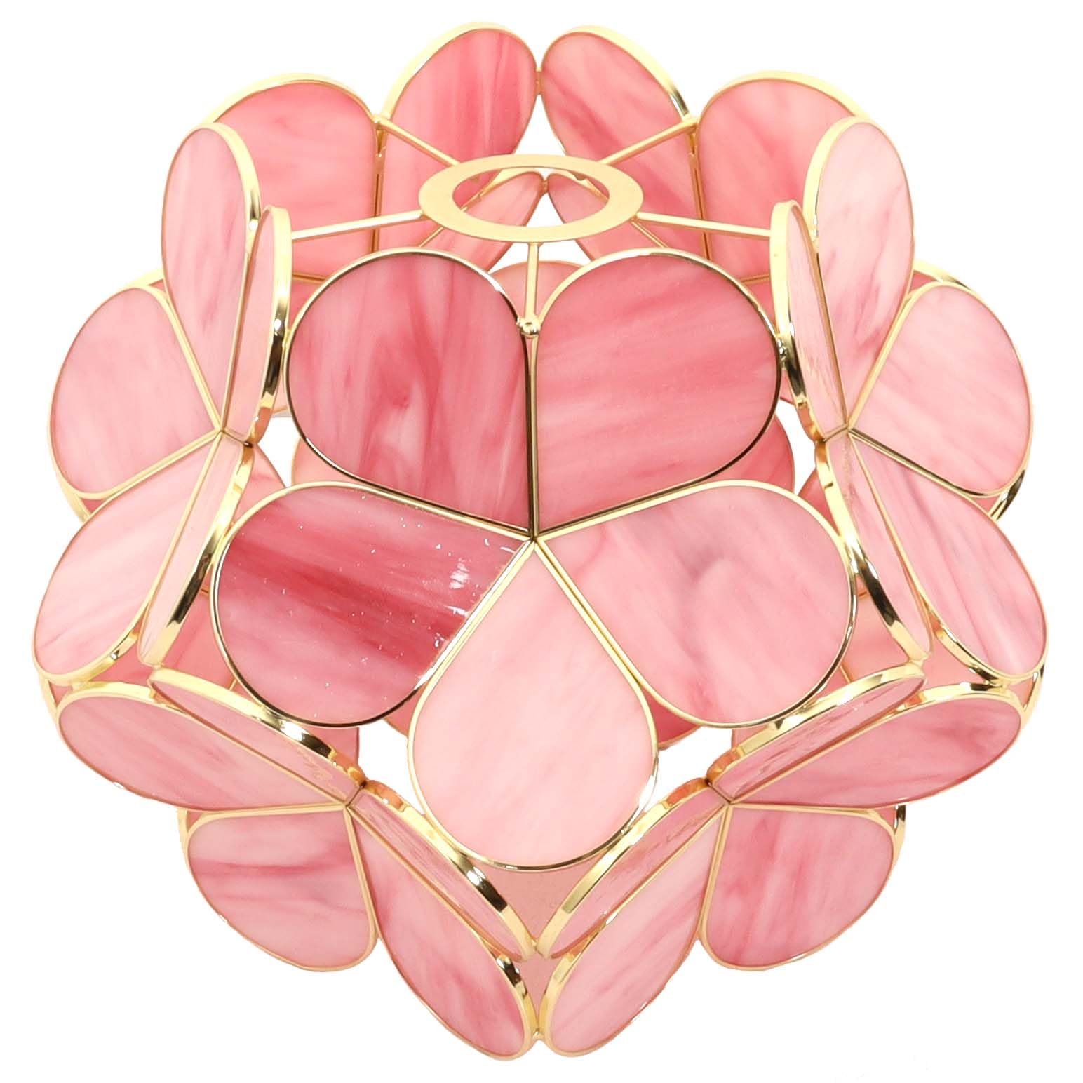 Bieye S10965 Tiffany Style Stained Glass Flower Petal Lampshade (Pink, 12