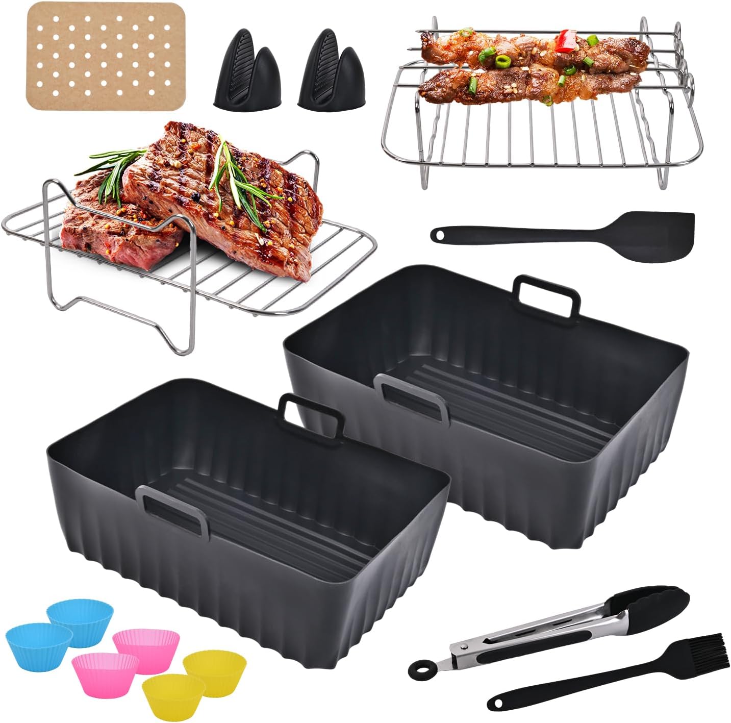 22tlg Airfryer Heißluftfritteuse Zubehör Für Ninja Foodi AF400EU - Foto 11